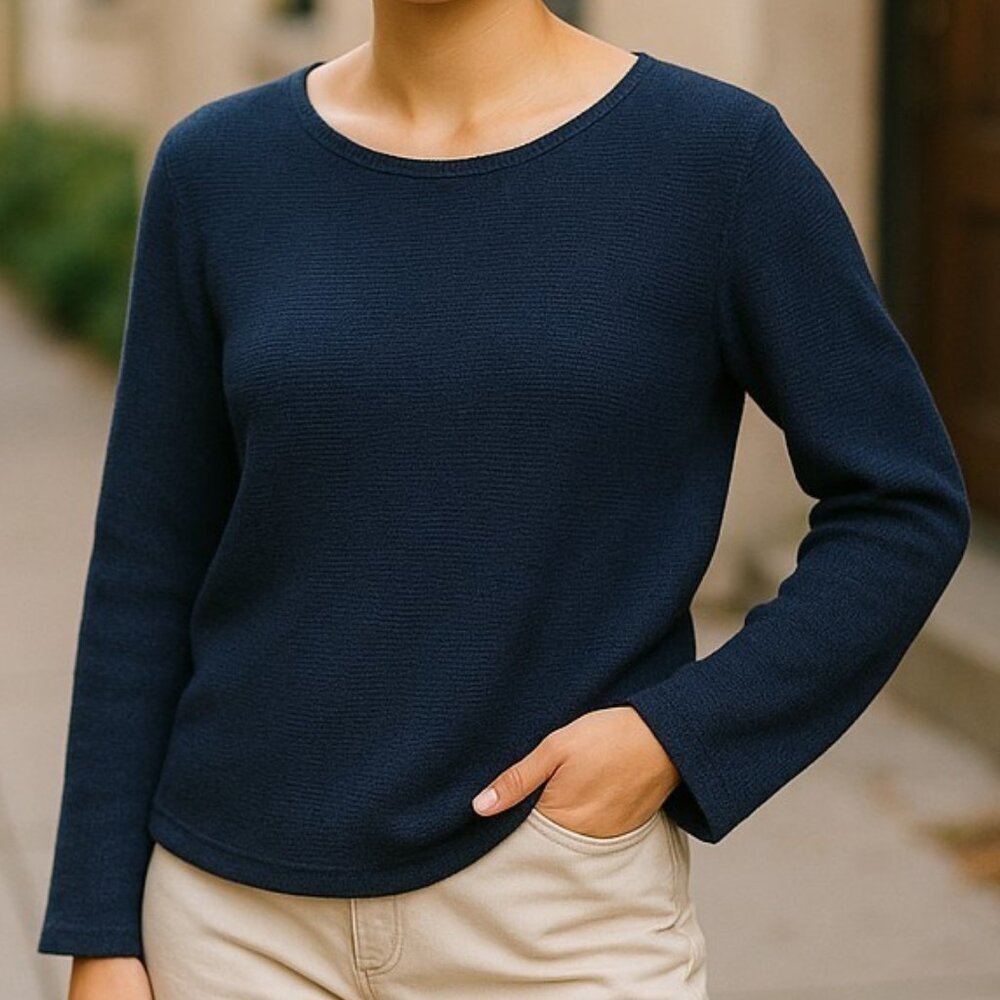 Dana Buchman Navy Crew Neck Sweater